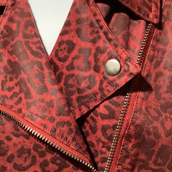Kut From the Kluth Moto Cranberry Leopard Jacket - Size L - Picture 2 of 12